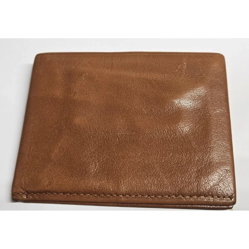 Vintage cowhide brown bifold‎ men slim wallet 4.5x3.5